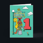 Sesame Street Characters Birthday Card<br><div class="desc">Celebrate that huge first birthday milestone with this cheerful and iconic Sesame Street Birthday Card! This design features a fun stack of beloved characters—Big Bird, Elmo, Cookie Monster, and Oscar the Grouch—piled up near the famous 123 Sesame Street signpost. The card prominently features a large, colorful number "1, " making...</div>