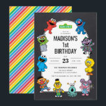 Sesame Street Characters Chalkboard Birthday Invitation<br><div class="desc">Celebrate your child's special day with the Sesame Street Characters Chalkboard Birthday Invitation. This vibrant invitation features beloved Sesame Street characters, including Big Bird, Cookie Monster, Elmo, Oscar the Grouch, Bert and Ernie, Grover, Rosita, The Count, and Abby Cadabby, set against a playful chalkboard background adorned with colourful stars. Personalize...</div>