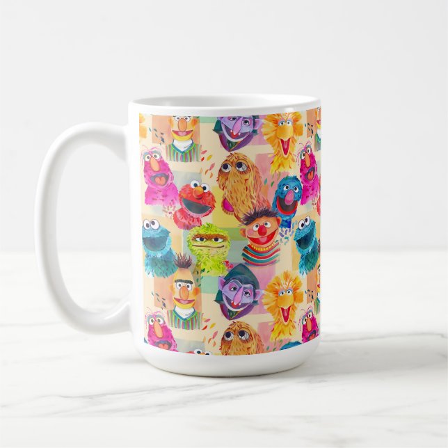 Sesame Street Characters | Colourful Pattern Coffee Mug (Left)
