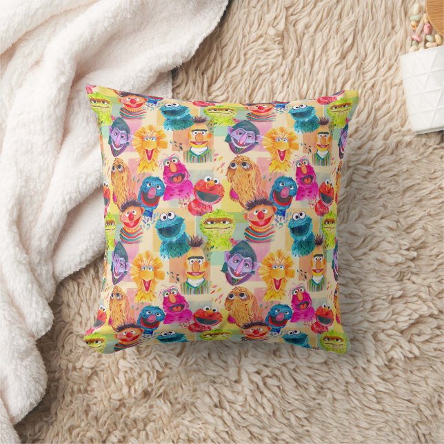 Sesame Street Characters | Colourful Pattern Throw Pillow (Blanket)