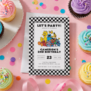 Sesame Street Chequerboard Birthday Invitation