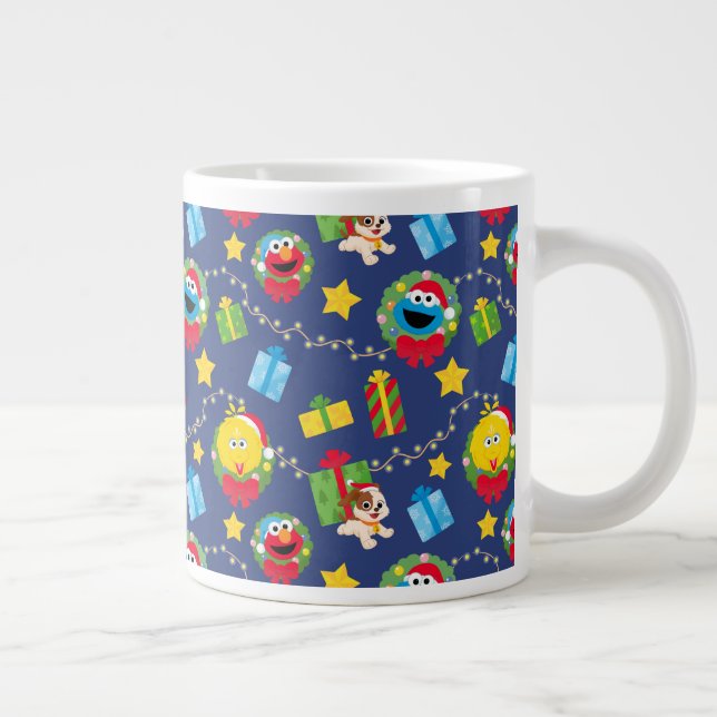 Sesame Street Christmas Lights Pattern Large Coffee Mug (Right)