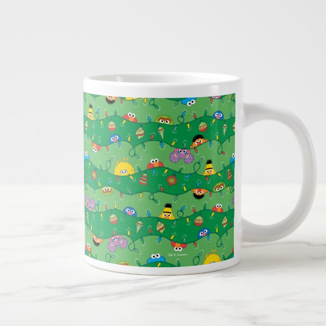 Sesame Street Christmas Lights Pattern Large Coffee Mug (Right)