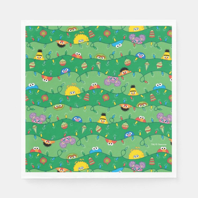 Sesame Street Christmas Lights Pattern Napkin (Front)