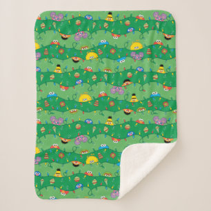 Sesame Street Christmas Lights Pattern Sherpa Blanket