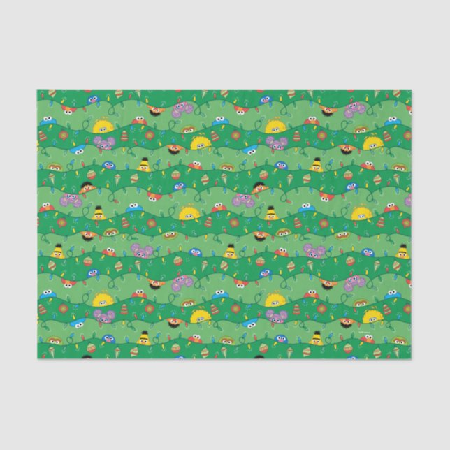 Sesame Street Christmas Lights Pattern Tissue Paper (Front)