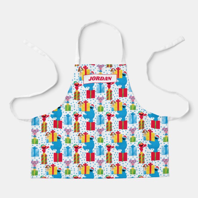 Sesame Street Christmas Presents Pattern Apron (Front)