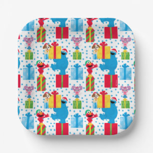 Sesame Street Christmas Presents Pattern Paper Plate