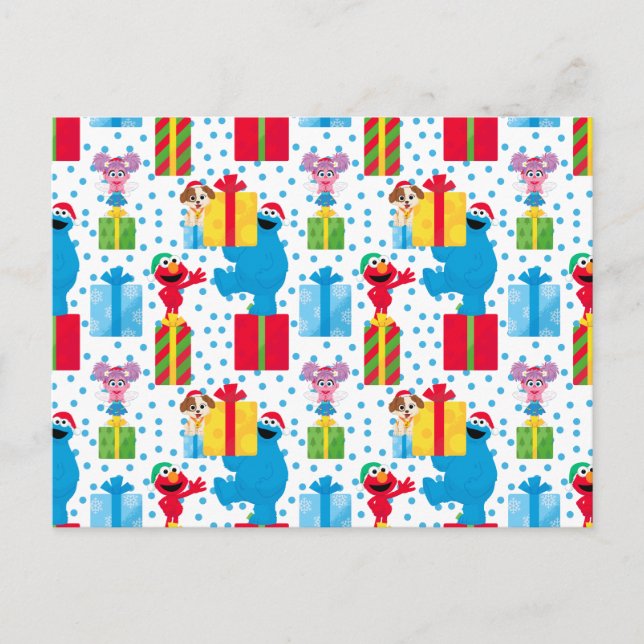 Sesame Street Christmas Presents Pattern Postcard (Front)