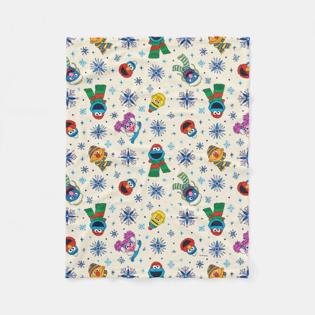 Sesame Street Christmas Snowflake Pattern Fleece Blanket (Front)