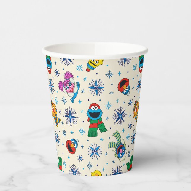 Sesame Street Christmas Snowflake Pattern Paper Cups (Left)