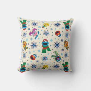 Sesame Street Christmas Snowflake Pattern Throw Pillow