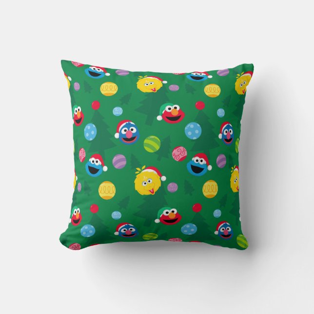 Sesame Street Christmas Tree Pattern Throw Pillow (Front)