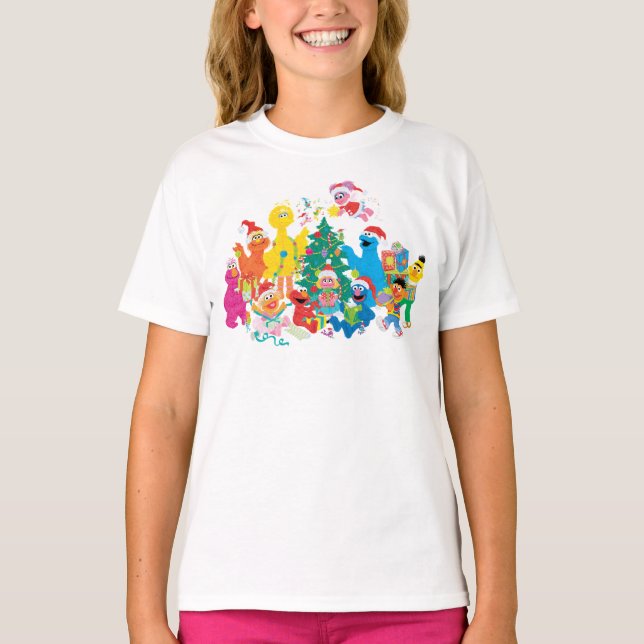 Sesame Street | Christmas with the Whole Gang T-Shirt (Front)