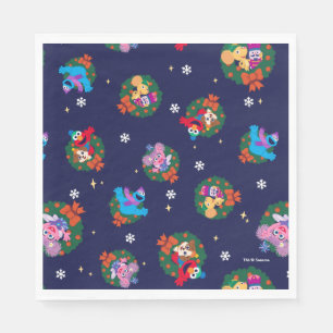 Sesame Street Christmas Wreath Pattern Napkin
