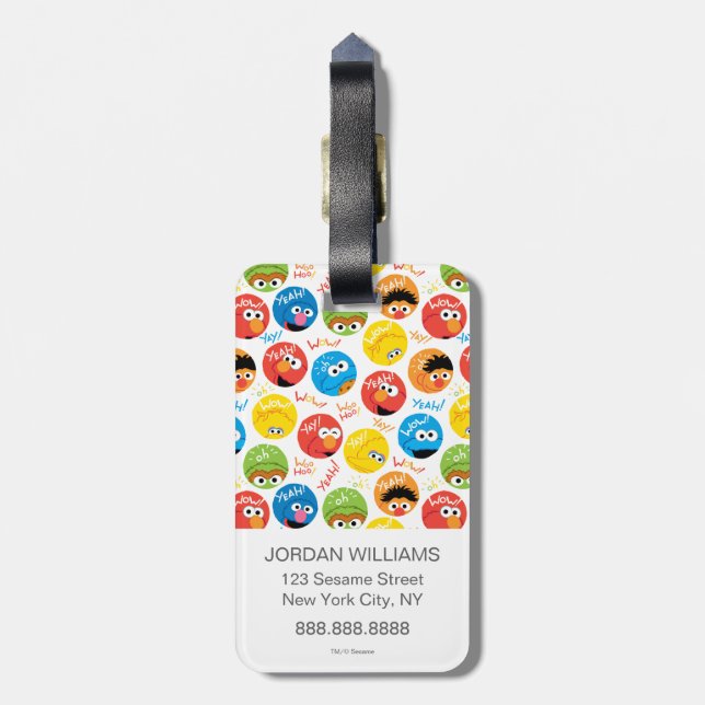 Sesame Street Circle Character Pattern Luggage Tag (Back Vertical)
