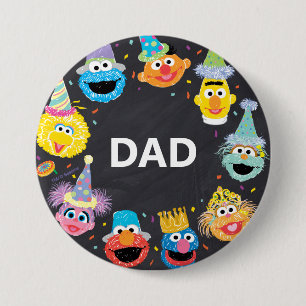 Sesame Street Confetti Birthday Child's Dad 3 Inch Round Button