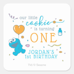 Sesame Street   Cookie Monster 1st Birthday  Square Sticker
