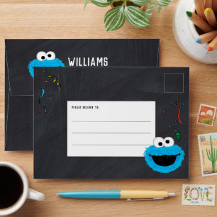 Sesame Street   Cookie Monster Birthday Chalkboard Envelope