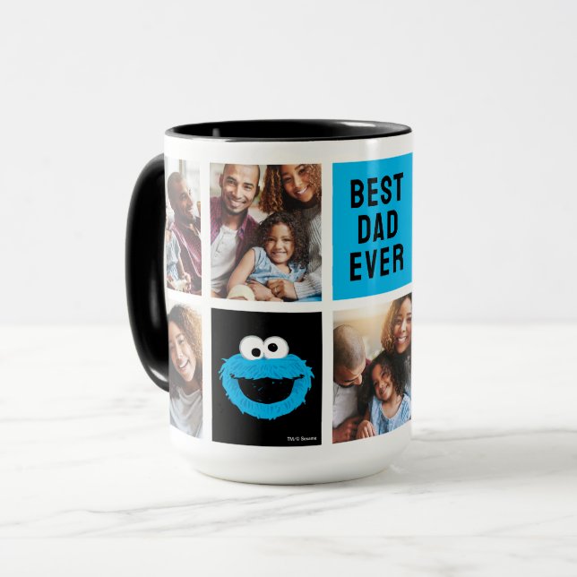 Sesame Street Cookie Monster | Dad Photo Collage Mug (Front Left)