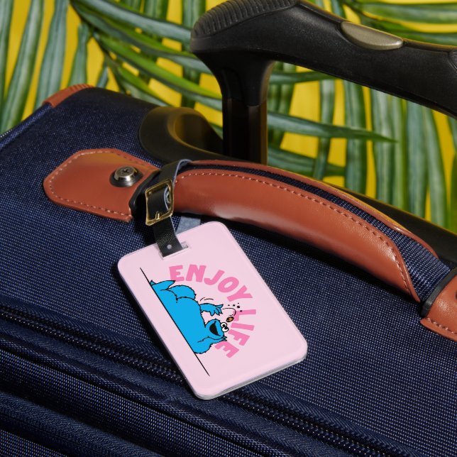Sesame Street | Cookie Monster Enjoy Life Luggage Tag (Front Insitu 1)