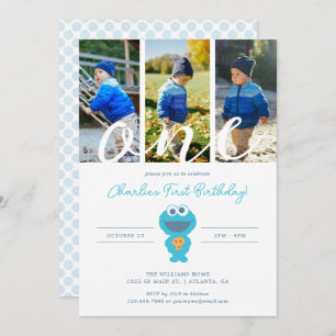 Sesame Street Cookie Monster First Birthday Invitation