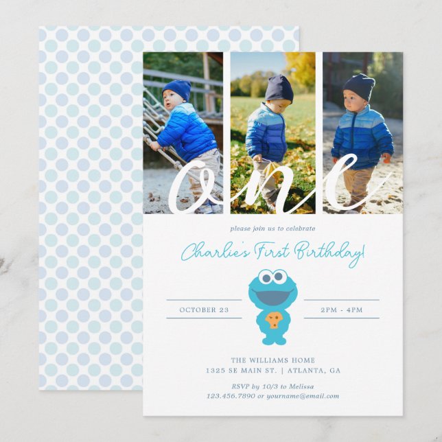 Sesame Street | Cookie Monster First Birthday Invitation (Front/Back)