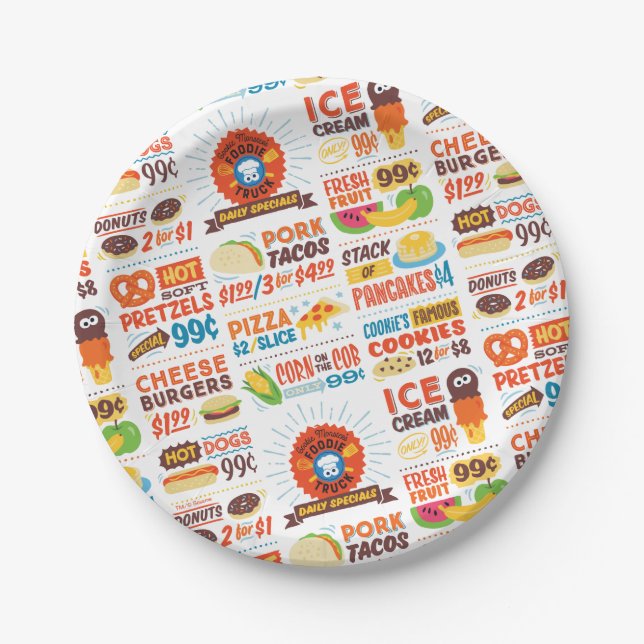 Sesame Street Cookie Monster Foodie Truck Paper Plate (Front)