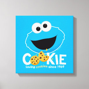Sesame Street   Cookie Monster Loving Cookies Canvas Print
