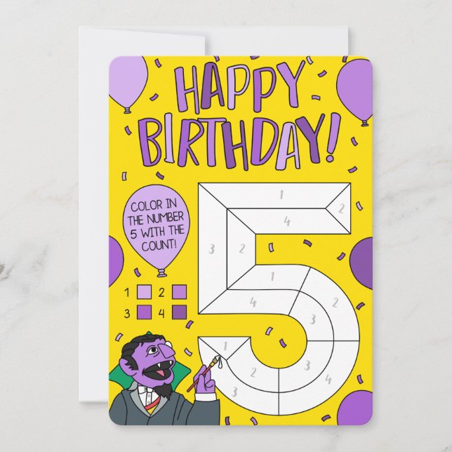 Sesame Street | Count von Count Colour By Numbers Card (Front)