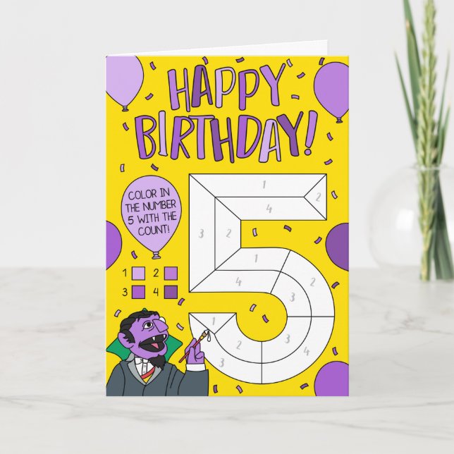Sesame Street | Count von Count Colour By Numbers Card (Front)