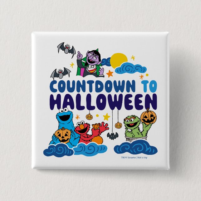 Sesame Street | Countdown to Halloween 2 Inch Square Button (Front)