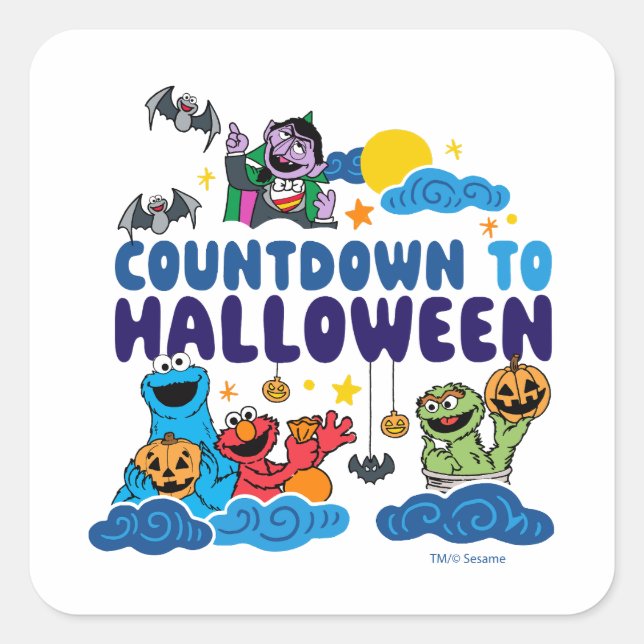 Sesame Street | Countdown to Halloween Square Sticker (Front)