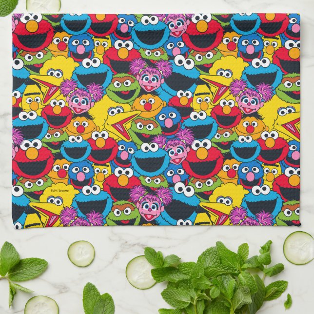 Sesame Street Crew Pattern  Kitchen Towel (Folded)
