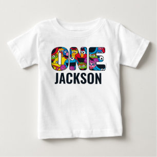 Sesame Street Crew Pattern "One" Baby T-Shirt
