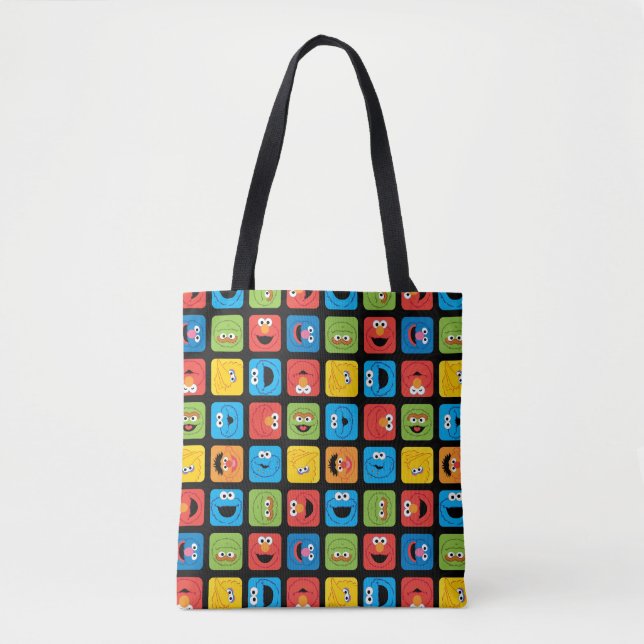 Sesame Street Cubed Faces Pattern Tote Bag (Front)