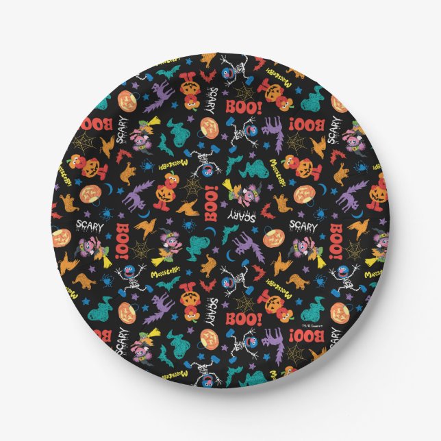 Sesame Street | Cute Halloween Pattern Paper Plate (Front)