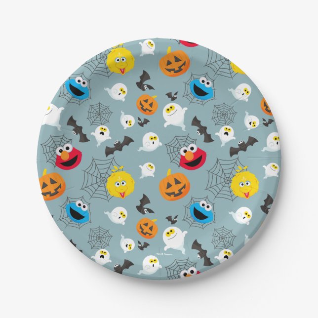 Sesame Street Cute Halloween Pattern Paper Plate (Front)