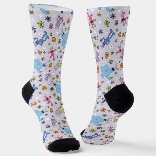 Sesame Street Easter Bunny Pattern Socks (Angled)
