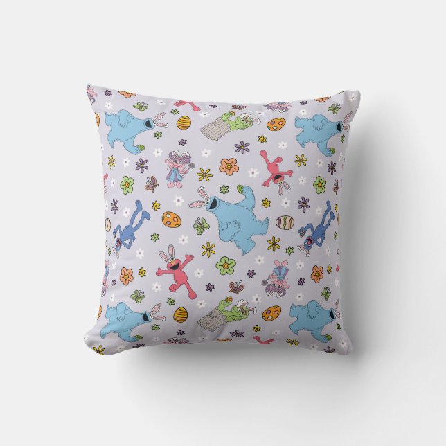 Sesame Street Easter Bunny Pattern Throw Pillow (Front)