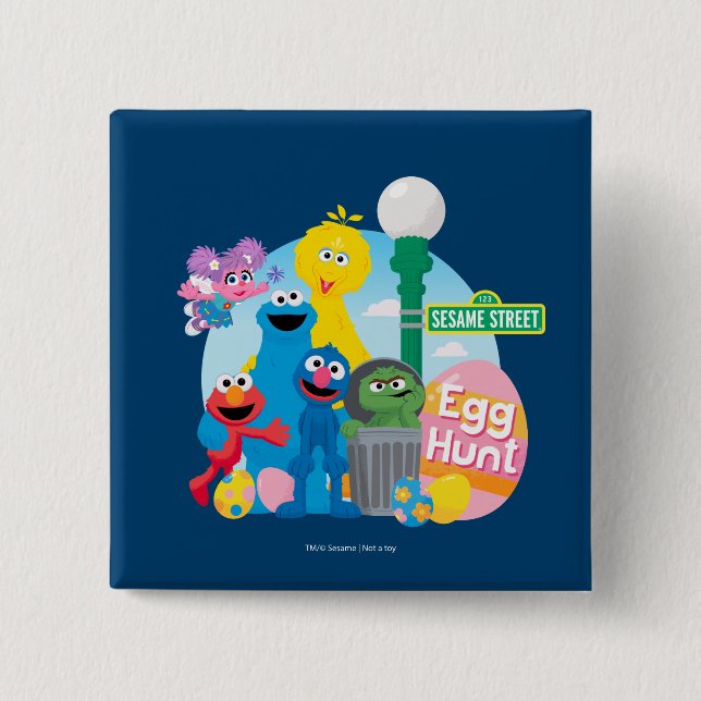Sesame Street Easter Egg Hunt 2 Inch Square Button (Front)
