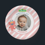 Sesame Street | Elmo - Baby Birthday Paper Plate<br><div class="desc">Arriving straight from Sesame Street right into your home, this furry little muppet has a big heart and an even bigger voice. Elmo, the adorable red monster is here to ensure that your baby's first birthday party is an unforgettable celebration. These girly paper plates set against a pale pink pattern...</div>
