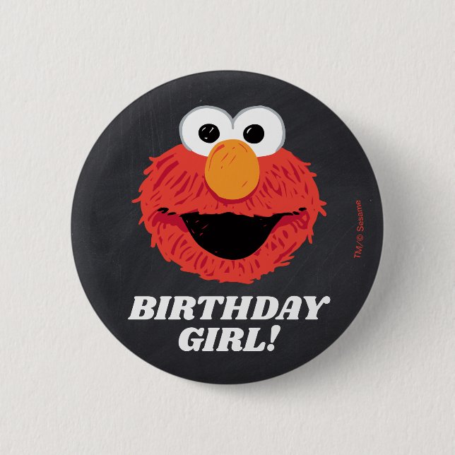 Sesame Street | Elmo Birthday Chalkboard Girl 2 Inch Round Button (Front)