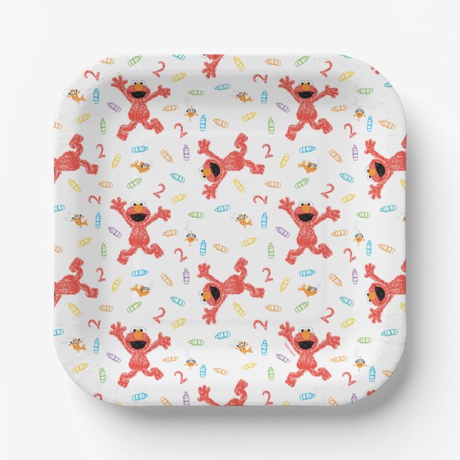 Sesame Street Elmo | Birthday Crayon Paper Plate (Front)