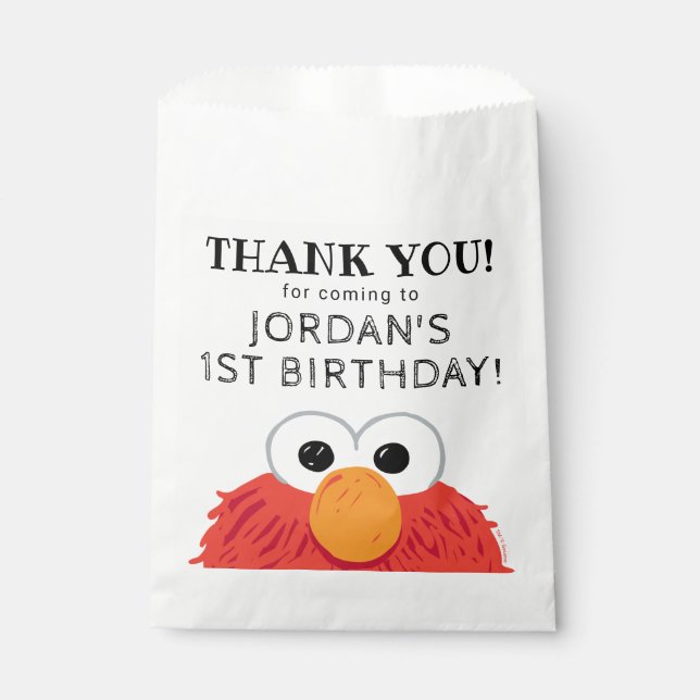 Sesame Street Elmo Chalkboard Birthday Thank You Favour Bag (Front)