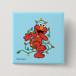 Sesame Street   Elmo Christmas Lights 2 Inch Square Button