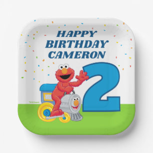 Sesame Street Elmo Chugga Chugga Two Two Birthday Paper Plate