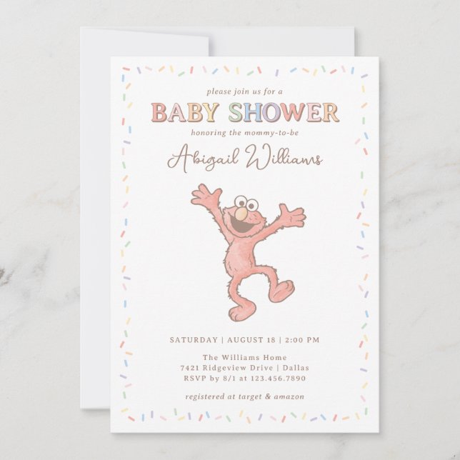 Sesame Street Elmo Confetti Baby Shower Invitation (Front)