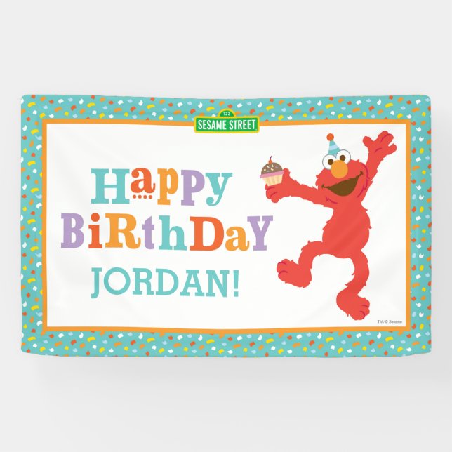 Sesame Street | Elmo - Cupcake & Confetti Birthday Banner (Horizontal)