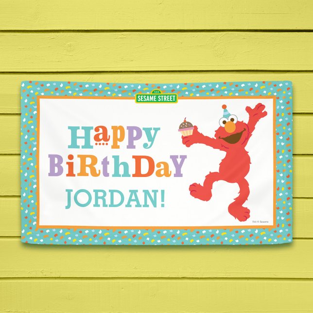 Sesame Street | Elmo - Cupcake & Confetti Birthday Banner (Creator Uploaded)
